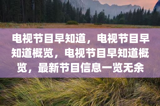 电视节目早知道，电视节目早知道概览，电视节目早知道概览，最新节目信息一览无余