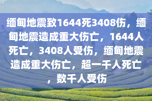 缅甸地震致1644死3408伤，缅甸地震造成重大伤亡，1644人死亡，3408人受伤，缅甸地震造成重大伤亡，超一千人死亡，数千人受伤