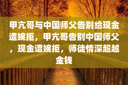 甲亢哥与中国师父告别给现金遭婉拒，甲亢哥告别中国师父，现金遭婉拒，师徒情深超越金钱