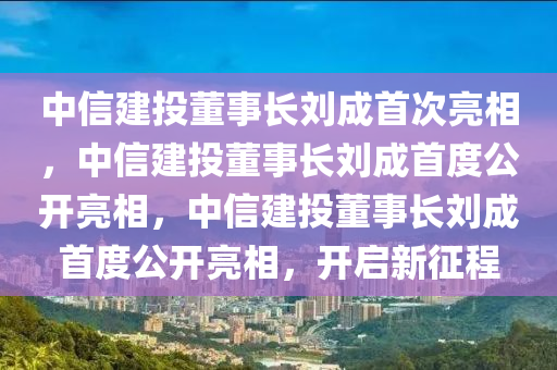 中信建投董事长刘成首次亮相，中信建投董事长刘成首度公开亮相，中信建投董事长刘成首度公开亮相，开启新征程