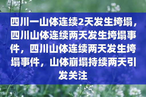 四川一山体连续2天发生垮塌，四川山体连续两天发生垮塌事件，四川山体连续两天发生垮塌事件，山体崩塌持续两天引发关注
