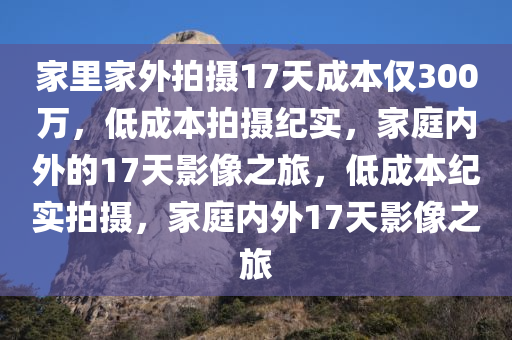 家里家外拍摄17天成本仅300万，低成本拍摄纪实，家庭内外的17天影像之旅，低成本纪实拍摄，家庭内外17天影像之旅