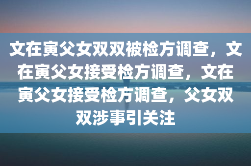 文在寅父女双双被检方调查，文在寅父女接受检方调查，文在寅父女接受检方调查，父女双双涉事引关注