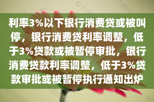 利率3%以下银行消费贷或被叫停，银行消费贷利率调整，低于3%贷款或被暂停审批，银行消费贷款利率调整，低于3%贷款审批或被暂停执行通知出炉