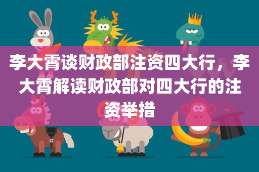 李大霄谈财政部注资四大行，李大霄解读财政部对四大行的注资举措