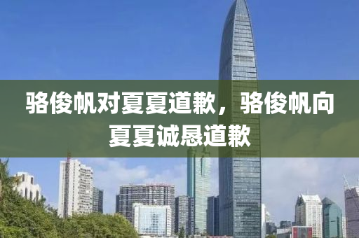 骆俊帆对夏夏道歉，骆俊帆向夏夏诚恳道歉