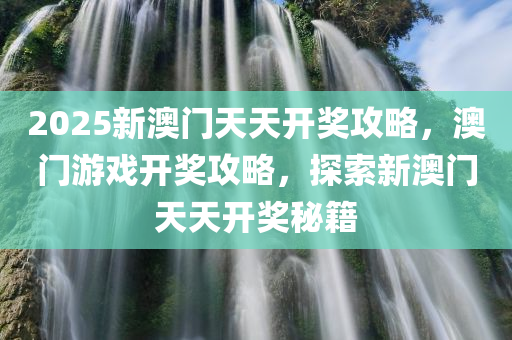 2025新澳门天天开奖攻略，澳门游戏开奖攻略，探索新澳门天天开奖秘籍