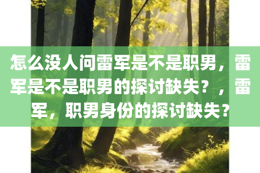 怎么没人问雷军是不是职男，雷军是不是职男的探讨缺失？，雷军，职男身份的探讨缺失？