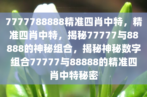 7777788888精准四肖中特，精准四肖中特，揭秘77777与88888的神秘组合，揭秘神秘数字组合77777与88888的精准四肖中特秘密