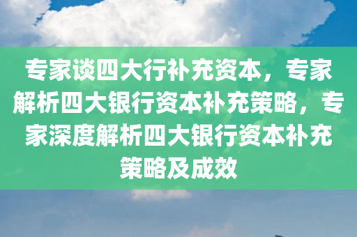 专家谈四大行补充资本，专家解析四大银行资本补充策略，专家深度解析四大银行资本补充策略及成效