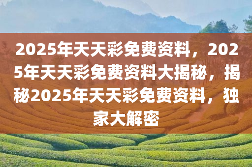 2025年天天彩免费资料，2025年天天彩免费资料大揭秘，揭秘2025年天天彩免费资料，独家大解密