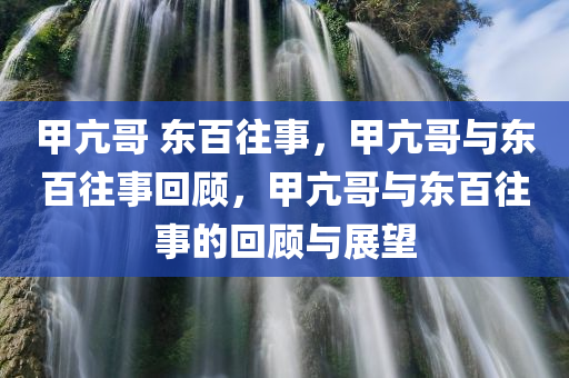 甲亢哥 东百往事，甲亢哥与东百往事回顾，甲亢哥与东百往事的回顾与展望