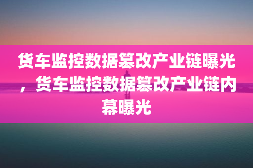 货车监控数据篡改产业链曝光，货车监控数据篡改产业链内幕曝光