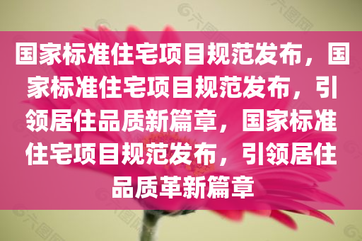 国家标准住宅项目规范发布，国家标准住宅项目规范发布，引领居住品质新篇章，国家标准住宅项目规范发布，引领居住品质革新篇章