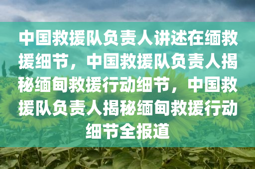 中国救援队负责人讲述在缅救援细节，中国救援队负责人揭秘缅甸救援行动细节，中国救援队负责人揭秘缅甸救援行动细节全报道