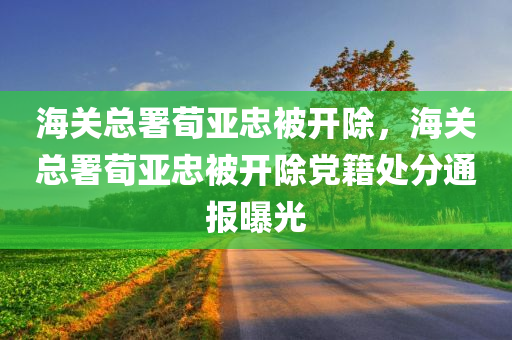 海关总署荀亚忠被开除，海关总署荀亚忠被开除党籍处分通报曝光