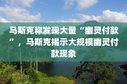 马斯克称发现大量“幽灵付款”，马斯克揭示大规模幽灵付款现象
