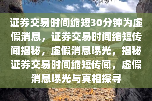 证券交易时间缩短30分钟为虚假消息，证券交易时间缩短传闻揭秘，虚假消息曝光，揭秘证券交易时间缩短传闻，虚假消息曝光与真相探寻