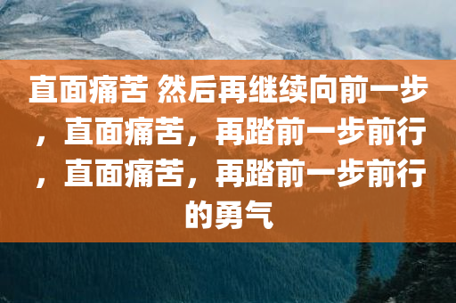 直面痛苦 然后再继续向前一步，直面痛苦，再踏前一步前行，直面痛苦，再踏前一步前行的勇气