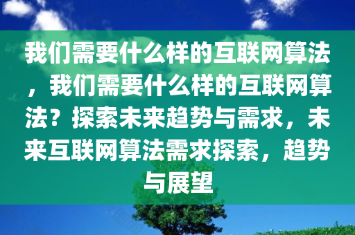 我们需要什么样的互联网算法，我们需要什么样的互联网算法？探索未来趋势与需求，未来互联网算法需求探索，趋势与展望