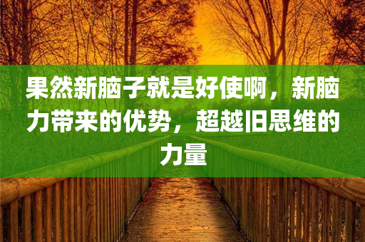 果然新脑子就是好使啊，新脑力带来的优势，超越旧思维的力量
