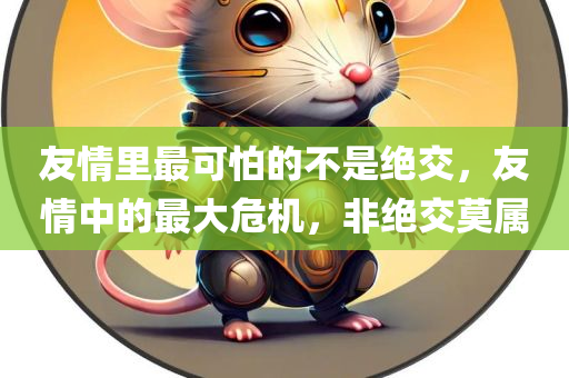 友情里最可怕的不是绝交，友情中的最大危机，非绝交莫属
