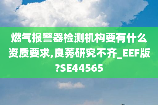 燃气报警器检测机构要有什么资质要求,良莠研究不齐_EEF版?SE44565
