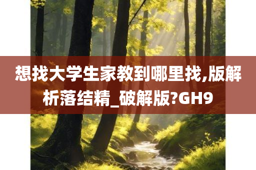 想找大学生家教到哪里找,版解析落结精_破解版?GH9