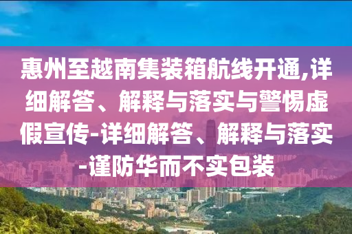 惠州至越南集裝箱航線開通,詳細(xì)解答、解釋與落實(shí)與警惕虛假宣傳-詳細(xì)解答、解釋與落實(shí)-謹(jǐn)防華而不實(shí)包裝