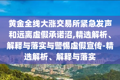黄金全线大涨交易所紧急发声和远离虚假承诺沼,精选解析、解释与落实与警惕虚假宣传-精选解析、解释与落实