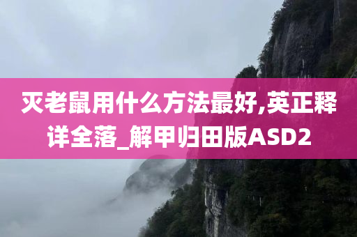 灭老鼠用什么方法最好,英正释详全落_解甲归田版ASD2