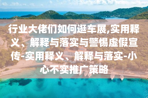 行業(yè)大佬們?nèi)绾喂滠囌?實用釋義、解釋與落實與警惕虛假宣傳-實用釋義、解釋與落實-小心不實推廣策略