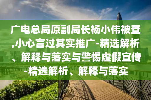广电总局原副局长杨小伟被查,小心言过其实推广-精选解析、解释与落实与警惕虚假宣传-精选解析、解释与落实