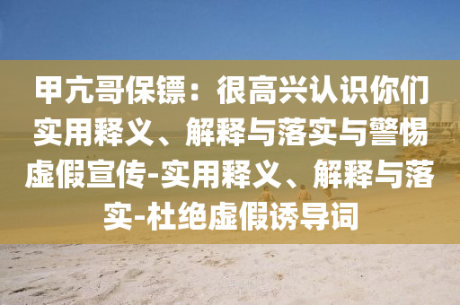 甲亢哥保鏢:很高興認識你們實用釋義、解釋與落實與警惕虛假宣傳-實用釋義、解釋與落實-杜絕虛假誘導詞