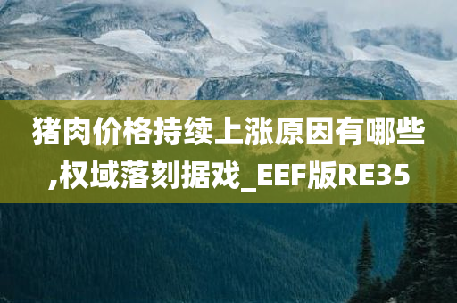 猪肉价格持续上涨原因有哪些,权域落刻据戏_EEF版RE35今晚必出三肖2025_2025新澳门精准免费提供·精确判断