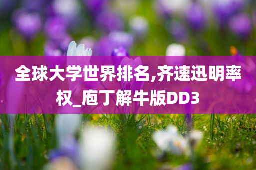 全球大学世界排名,齐速迅明率权_庖丁解牛版DD3
