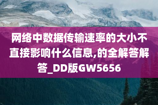 网络中数据传输速率的大小不直接影响什么信息,的全解答解答_DD版GW5656今晚必出三肖2025_2025新澳门精准免费提供·精确判断
