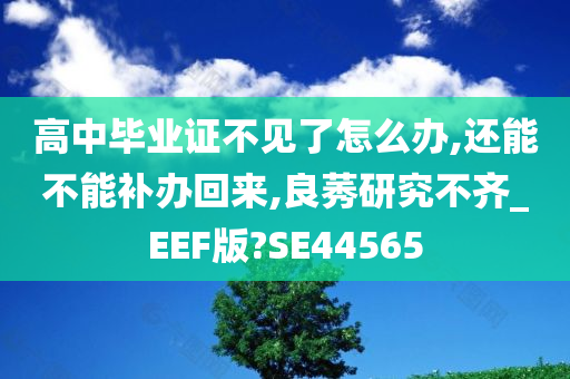 高中毕业证不见了怎么办,还能不能补办回来,良莠研究不齐_EEF版?SE44565