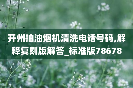 开州抽油烟机清洗电话号码,解释复刻版解答_标准版78678