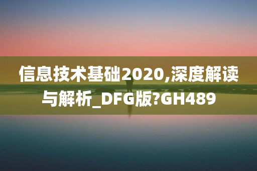 信息技术基础2020,深度解读与解析_DFG版?GH489