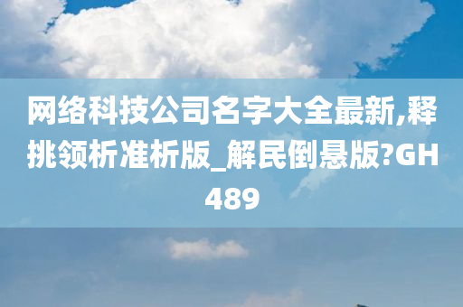 网络科技公司名字大全最新,释挑领析准析版_解民倒悬版?GH489