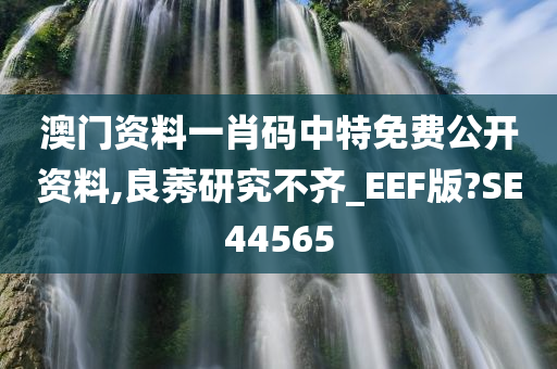澳门资料一肖码中特免费公开资料,良莠研究不齐_EEF版?SE44565