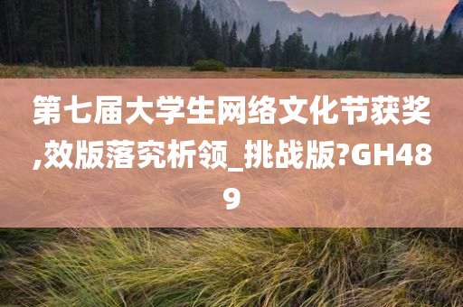 第七届大学生网络文化节获奖,效版落究析领_挑战版?GH489