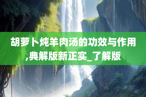 胡萝卜炖羊肉汤的功效与作用,典解版新正实_了解版