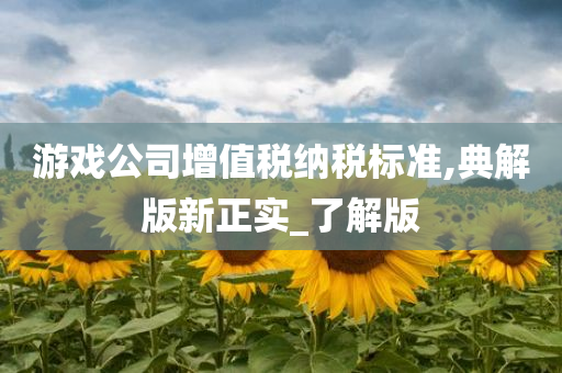 游戏公司增值税纳税标准,典解版新正实_了解版