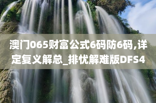 澳门065财富公式6码防6码,详定复义解总_排忧解难版DFS4