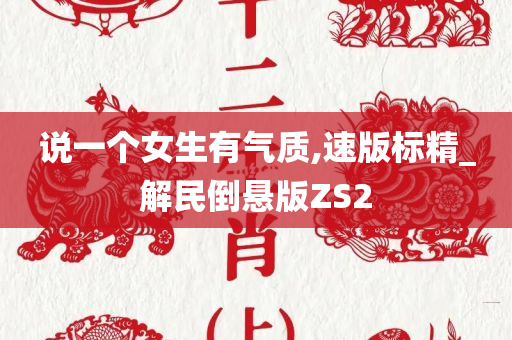 说一个女生有气质,速版标精_解民倒悬版ZS2