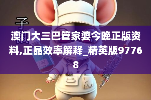 澳门大三巴管家婆今晚正版资料,正品效率解释_精英版97768