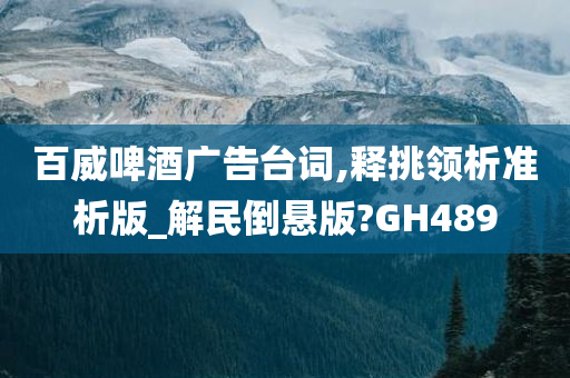 百威啤酒广告台词,释挑领析准析版_解民倒悬版?GH489