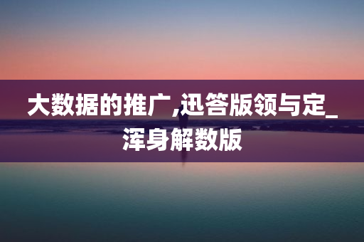 大数据的推广,迅答版领与定_浑身解数版